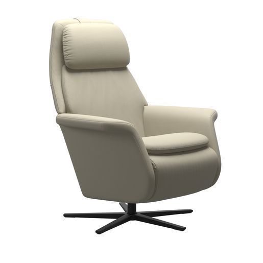 Stressless Sam Power Recliner Chair With Upholstered Arms / Sirius Base Fabric