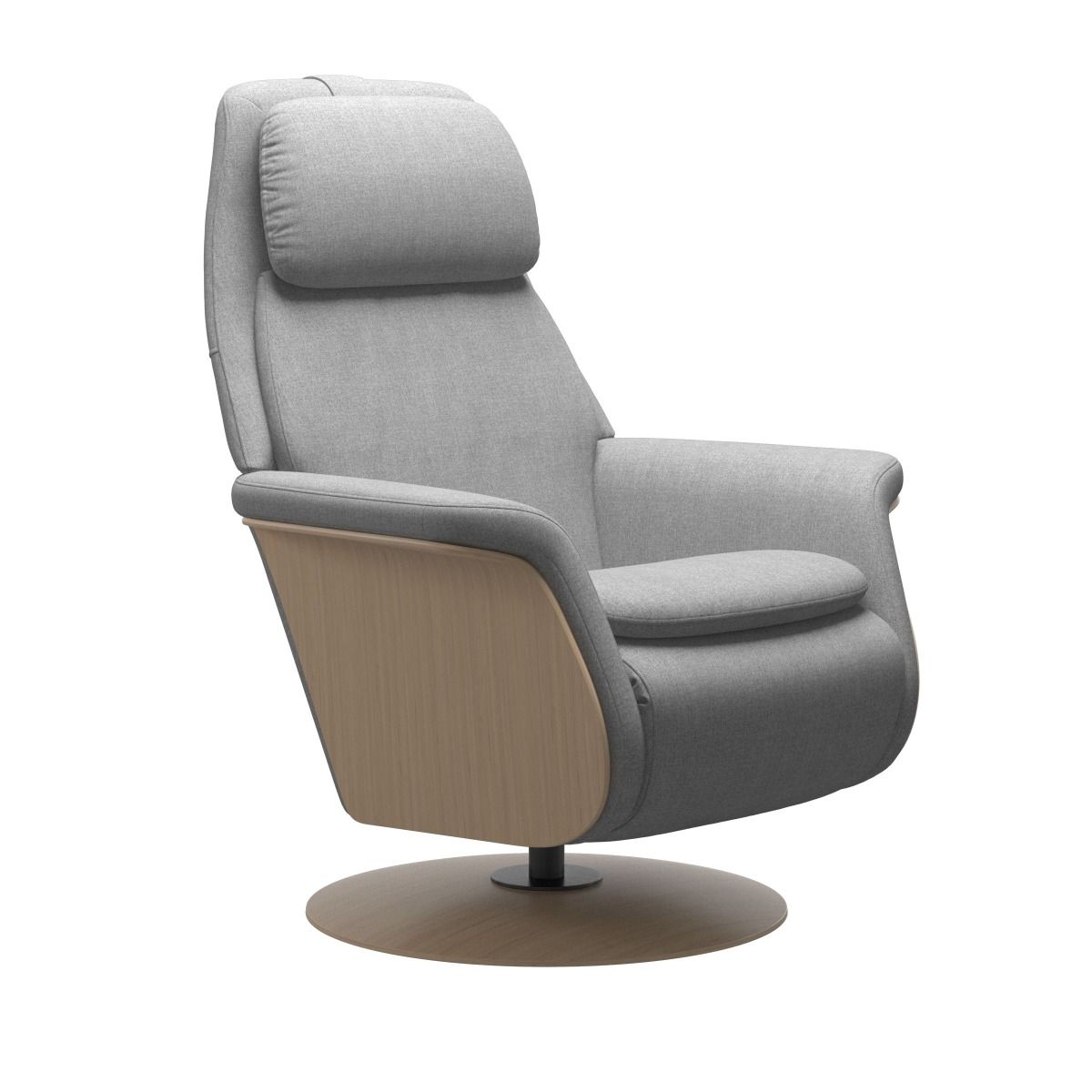 Stressless Sam Power Recliner Chair With Wood Arms /Disc Base Fabric