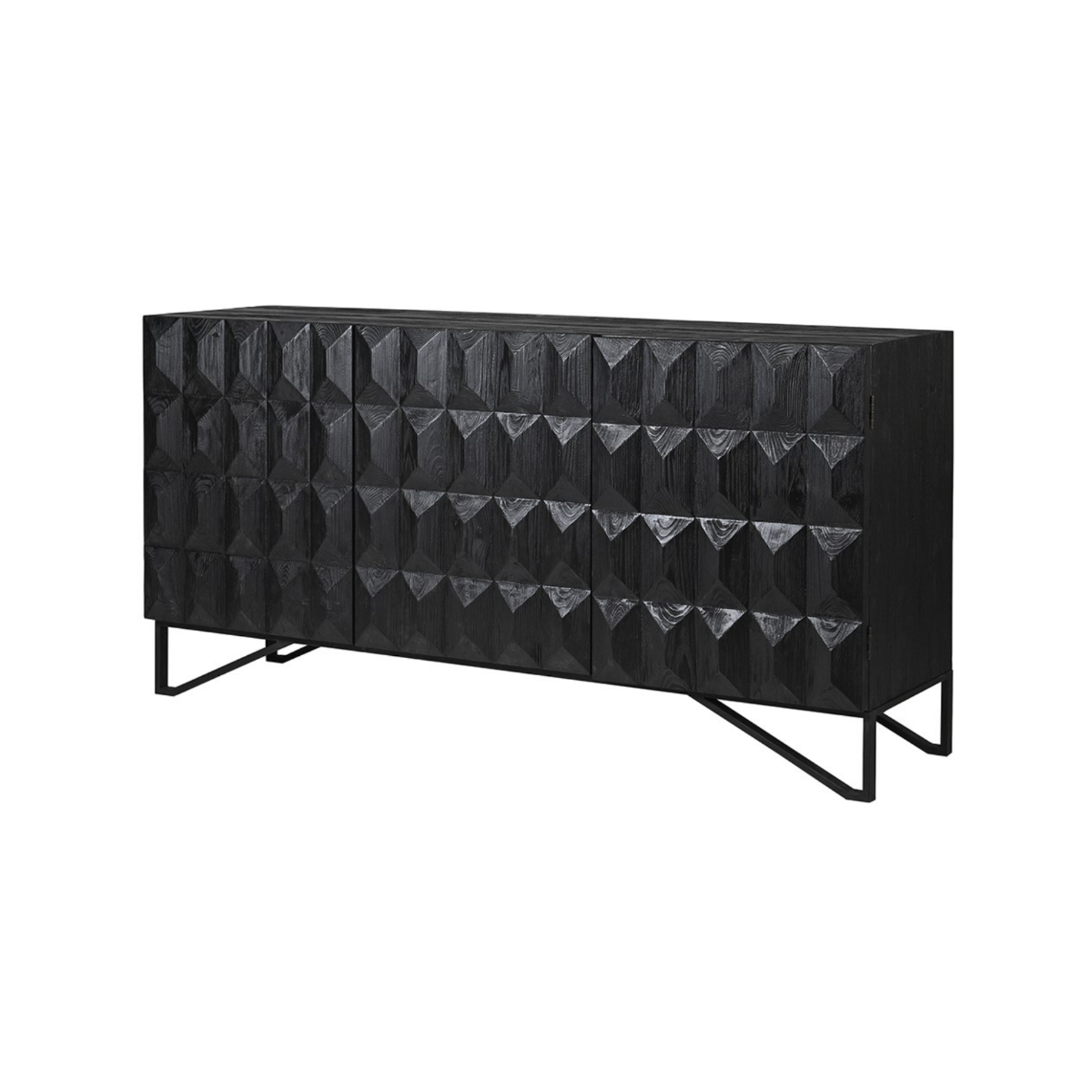 Charcoal Diamond Relief 3 Door Sideboard