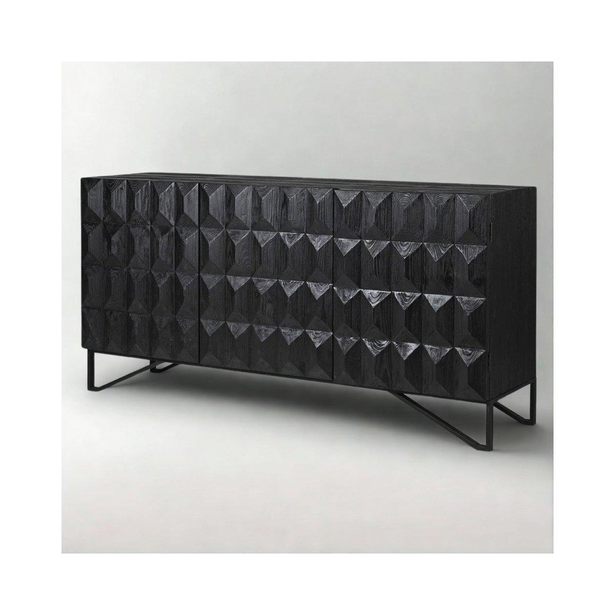 Charcoal Diamond Relief 3 Door Sideboard
