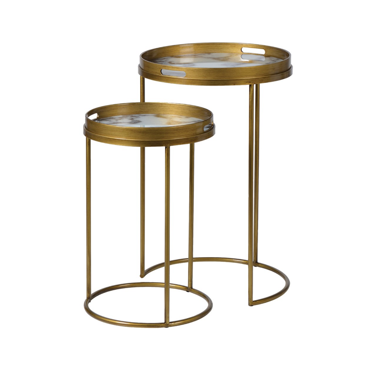 Set of 2 White Marble Effect Tray Tables