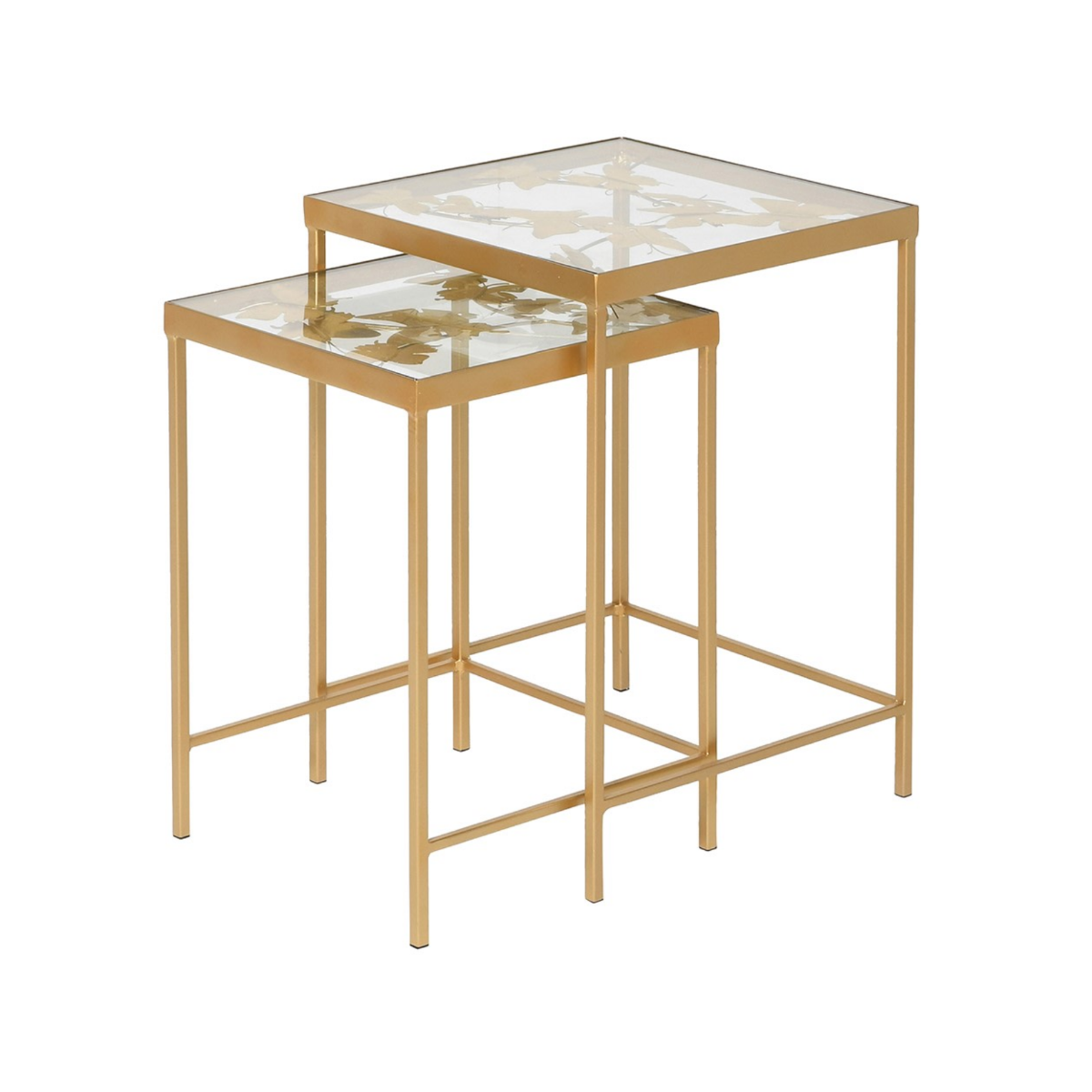 Set of 2 Gold Butterfly Side Tables