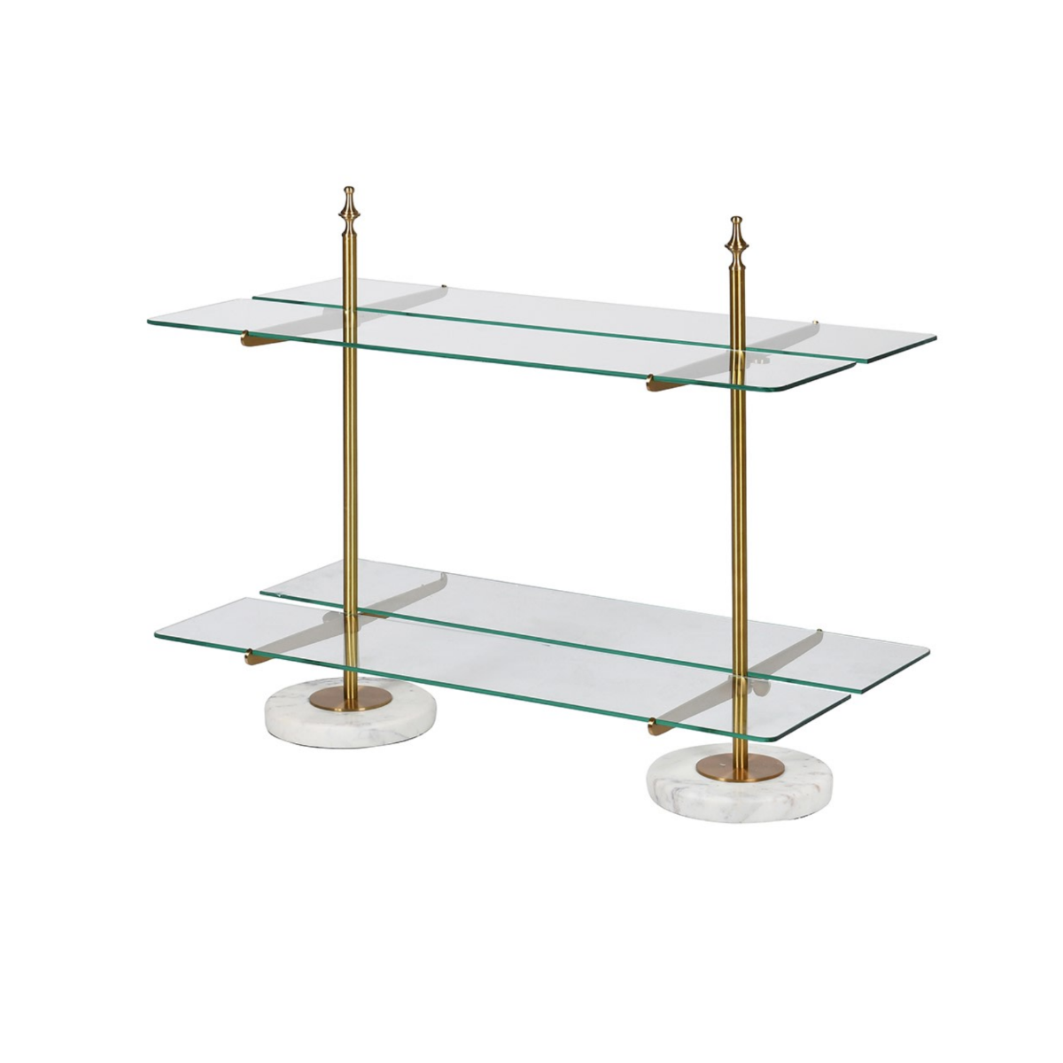 Brass and Glass Shelf Unit with Marble Base