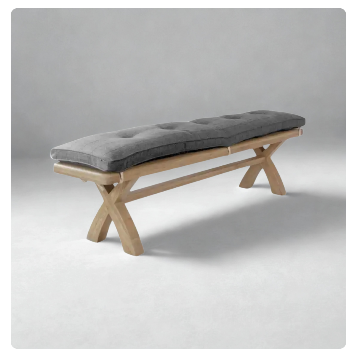 Rhine 2M Bench Grey Check Cushion 