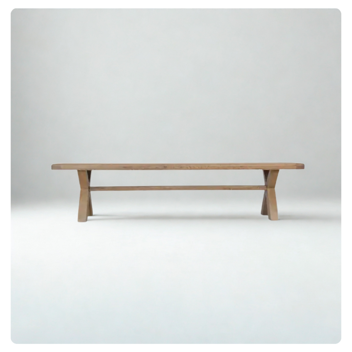 Rhine 2M Cross Leg Bench Oak Washed Grey
