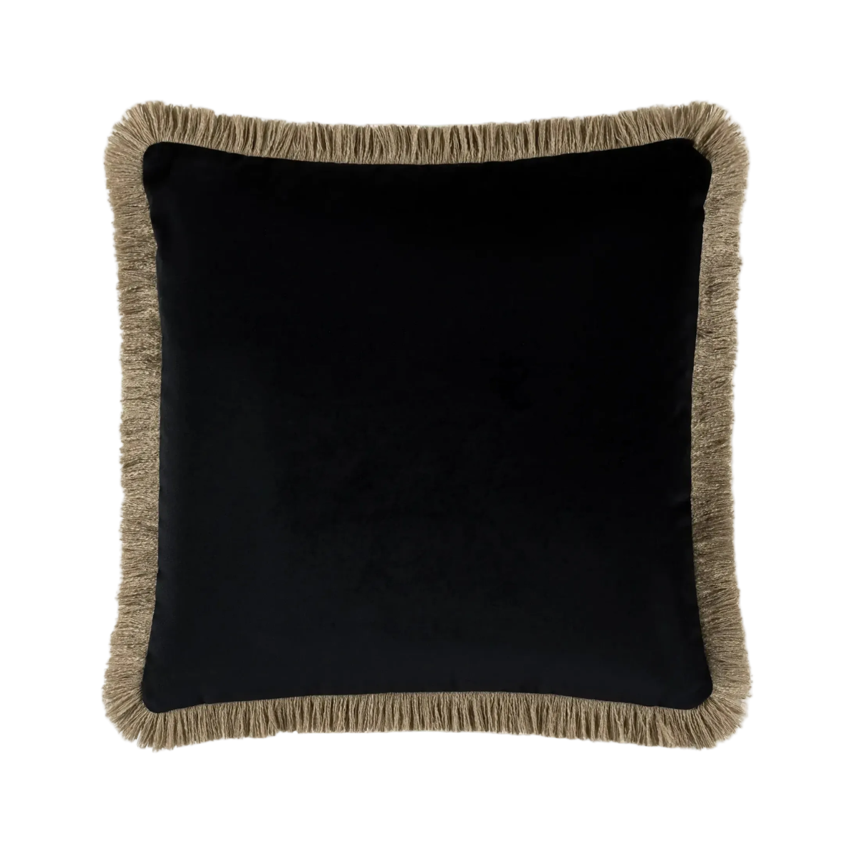 Elodie Fringed Cushion in Black