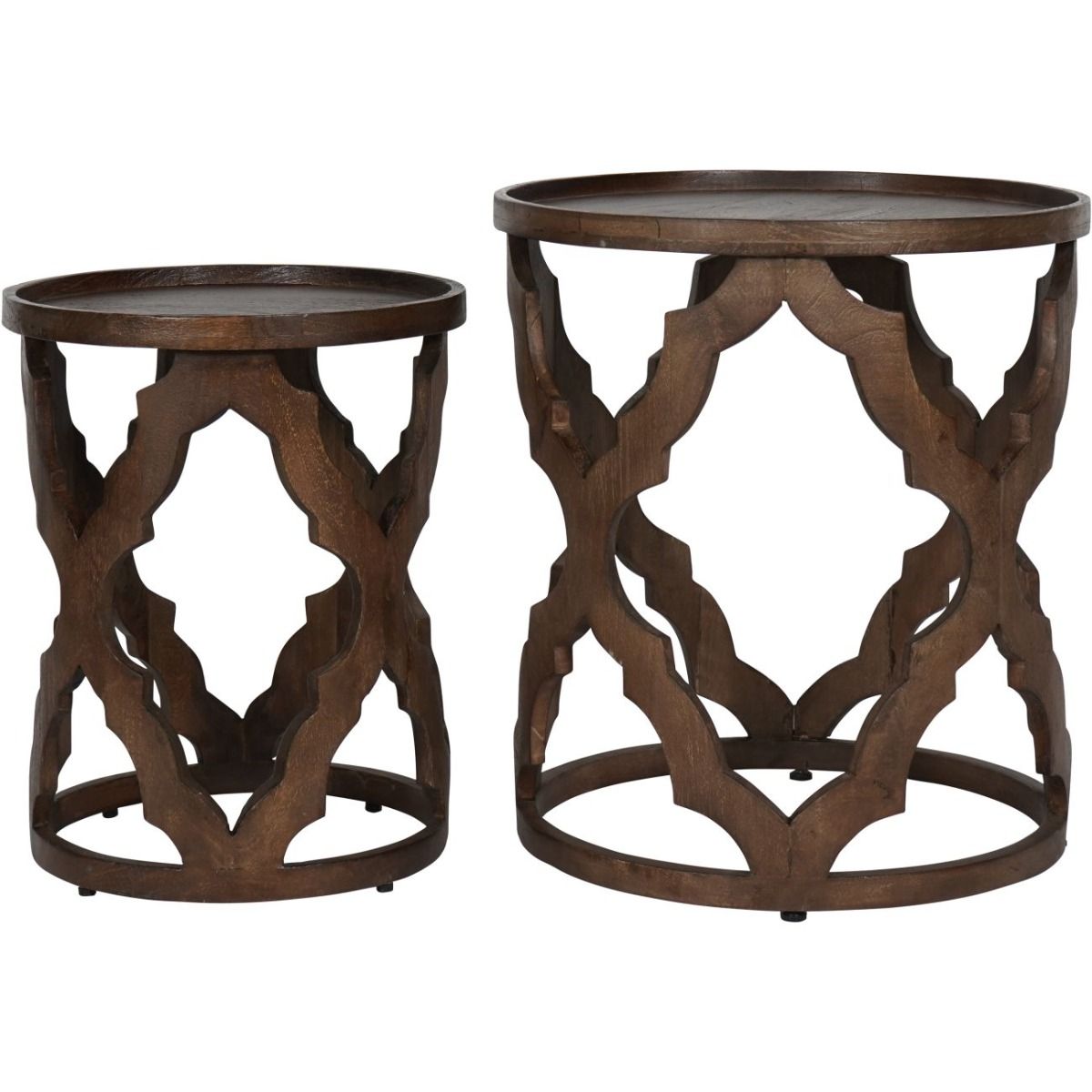 Aspen Solid Carved Wood Nesting Tables