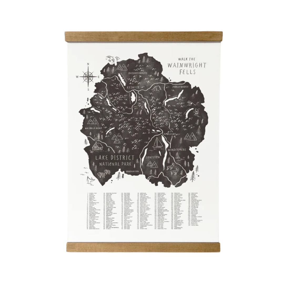 Wainwright Fells Checklist Print in Black