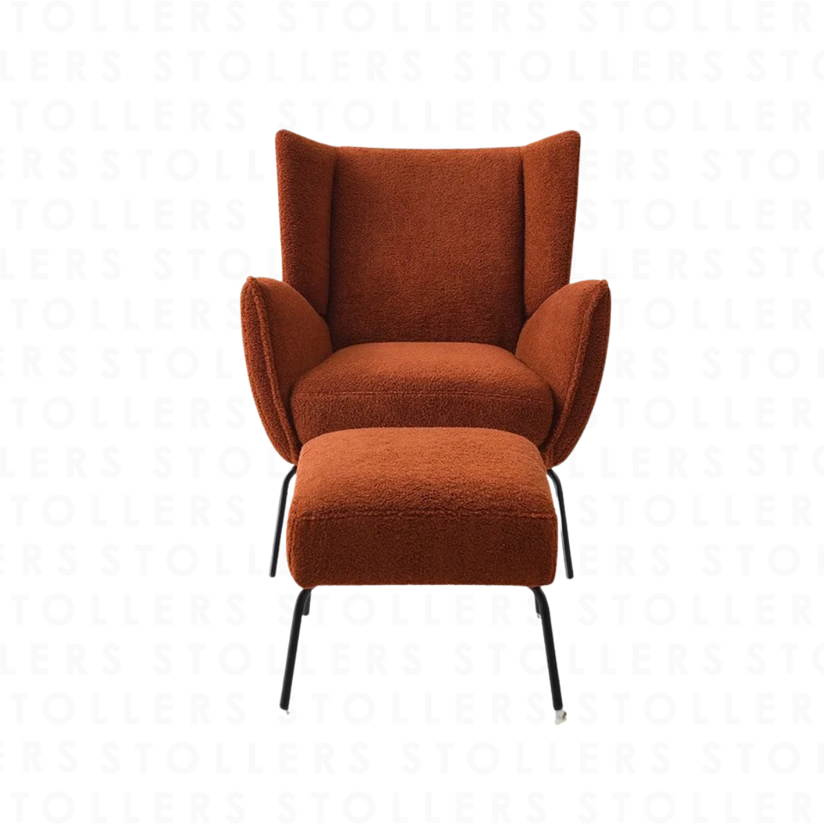 Orange Accent Chair and Stool Set 
