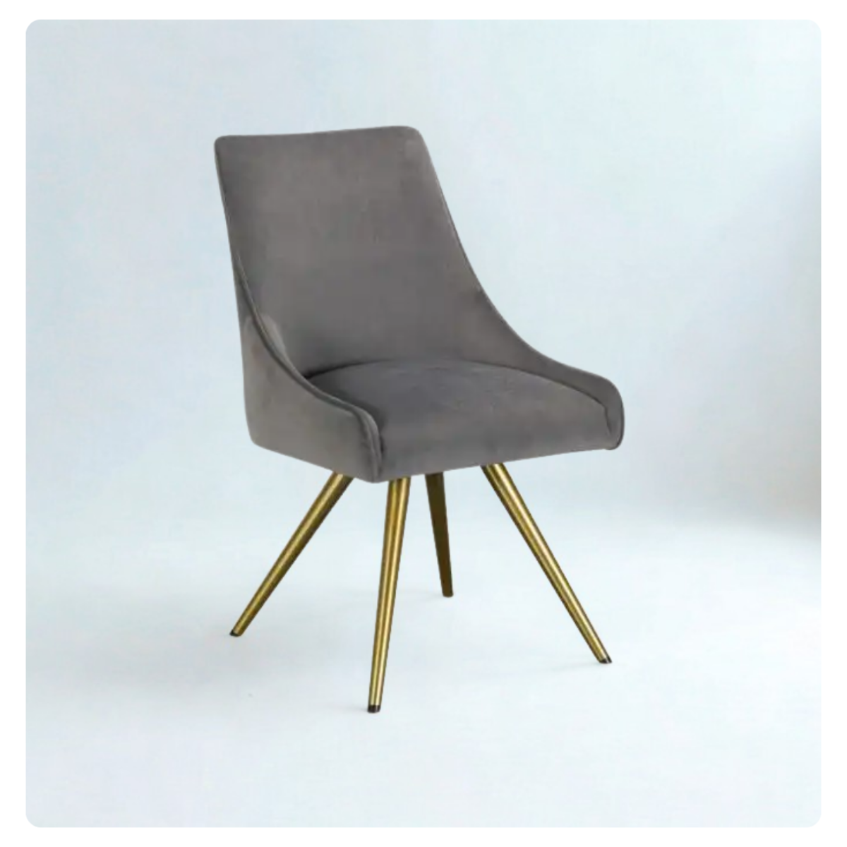 Ivy Grey Velvet Dining Chair Gold Legs