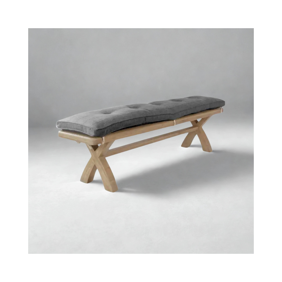 Rhine 2M Bench Grey Check Cushion 