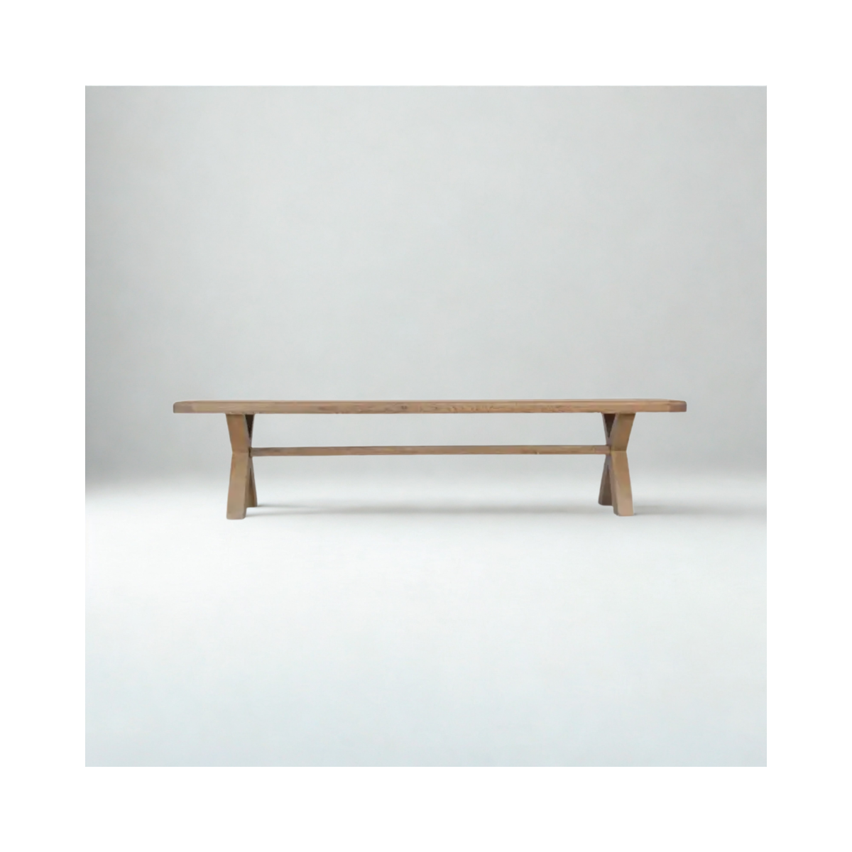 Rhine 2M Cross Leg Bench Oak Washed Grey