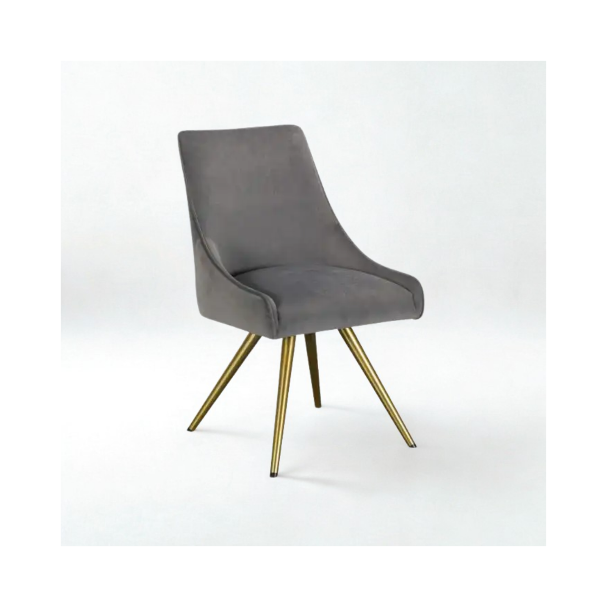 Ivy Grey Velvet Dining Chair Gold Legs