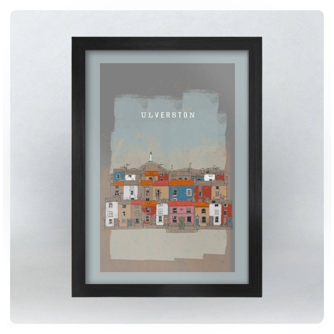 A2 Ulverston Street Scene in Black Frame