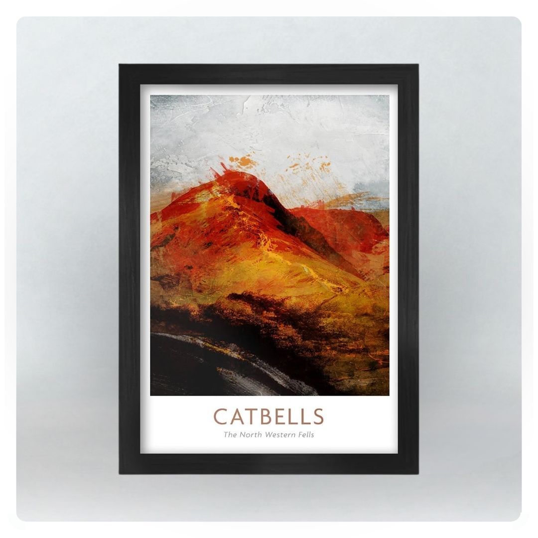 A4 Catbells Abstract Poster Print in Black Frame