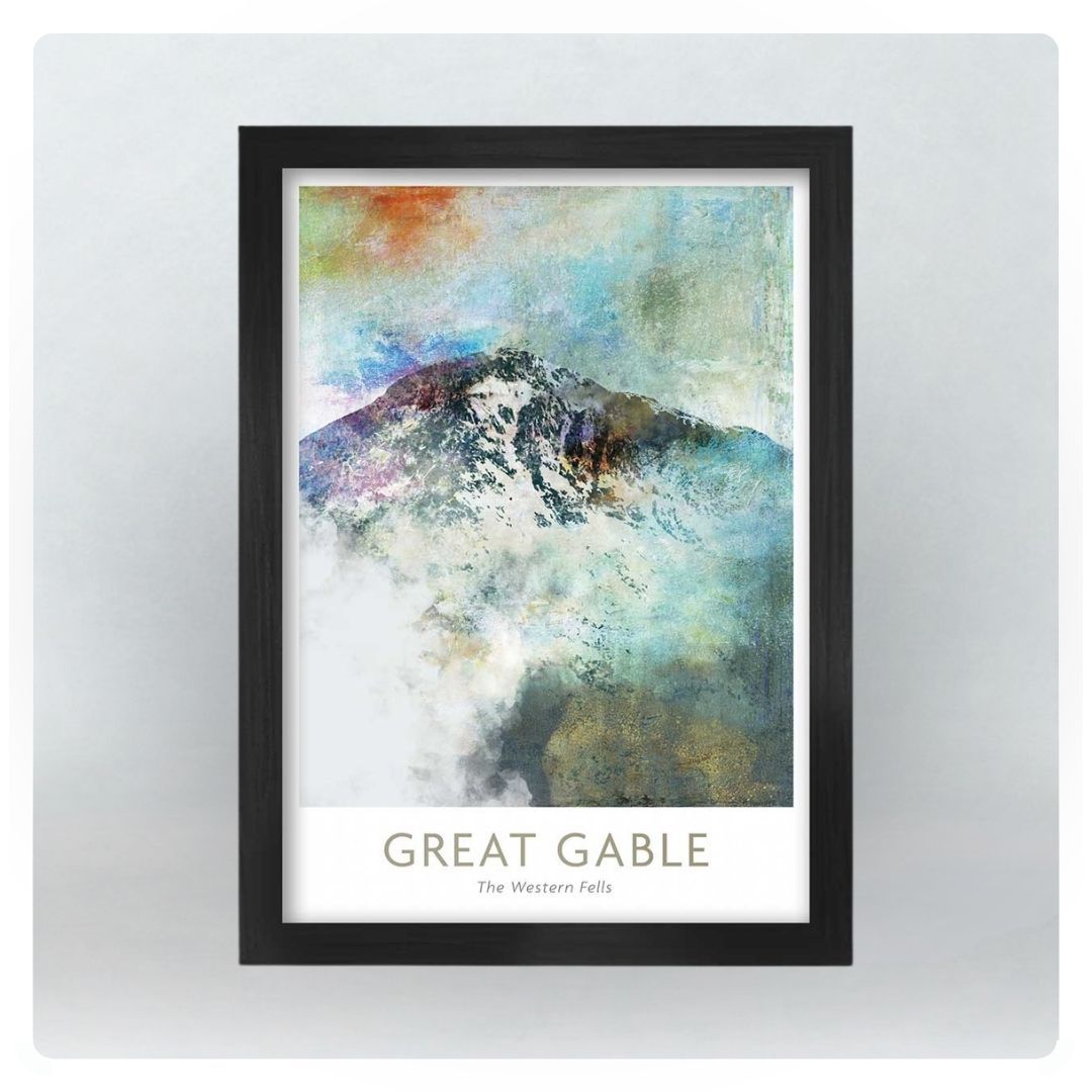 A4 Great Gable Abstract Poster Print in Black Frame