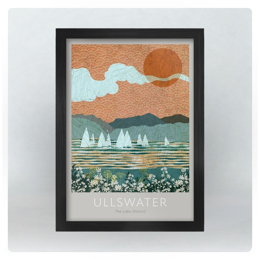 A4 Ullswater in Black Frame