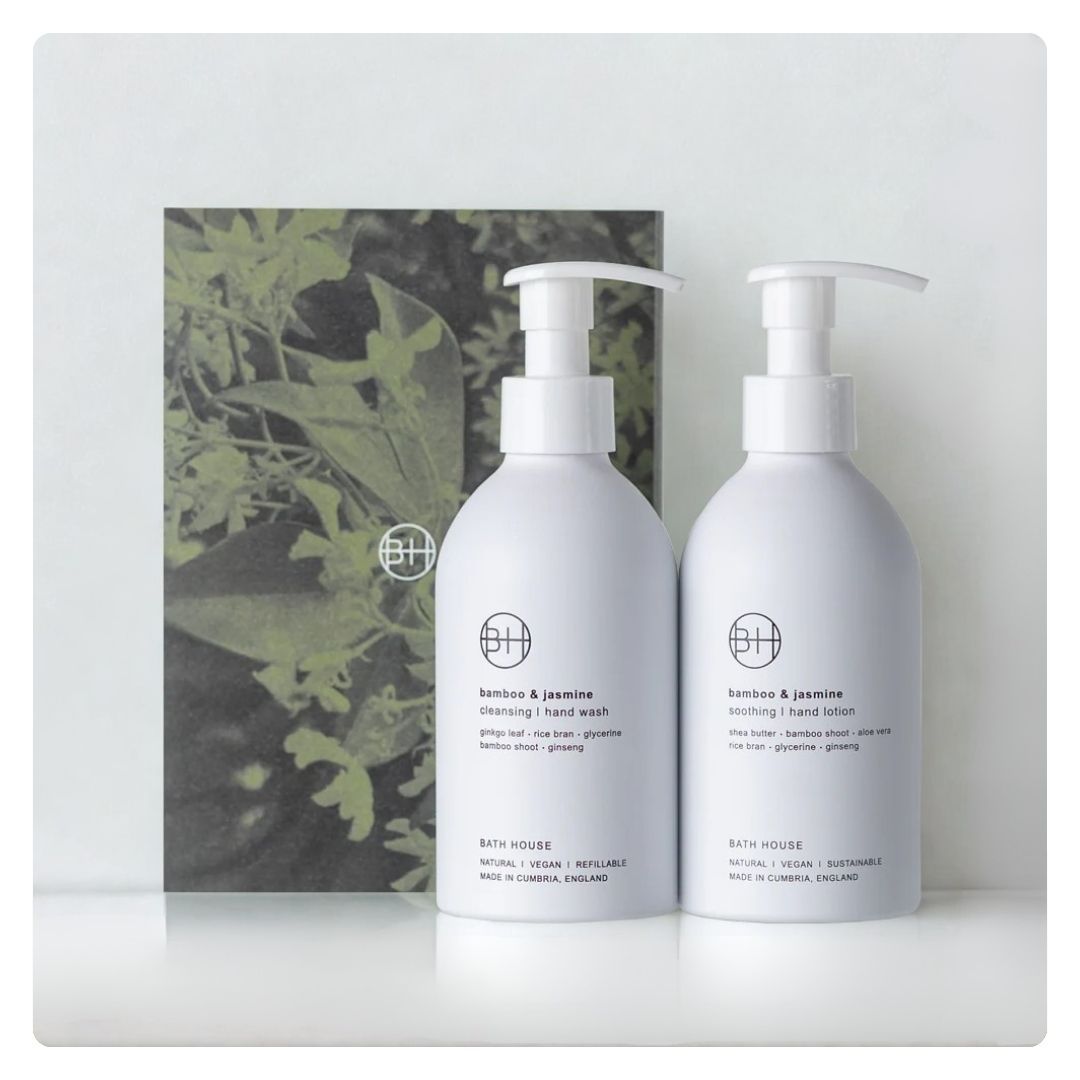 Bath House Bamboo and Jasmin Handcare Duo Giftbox Aluminium