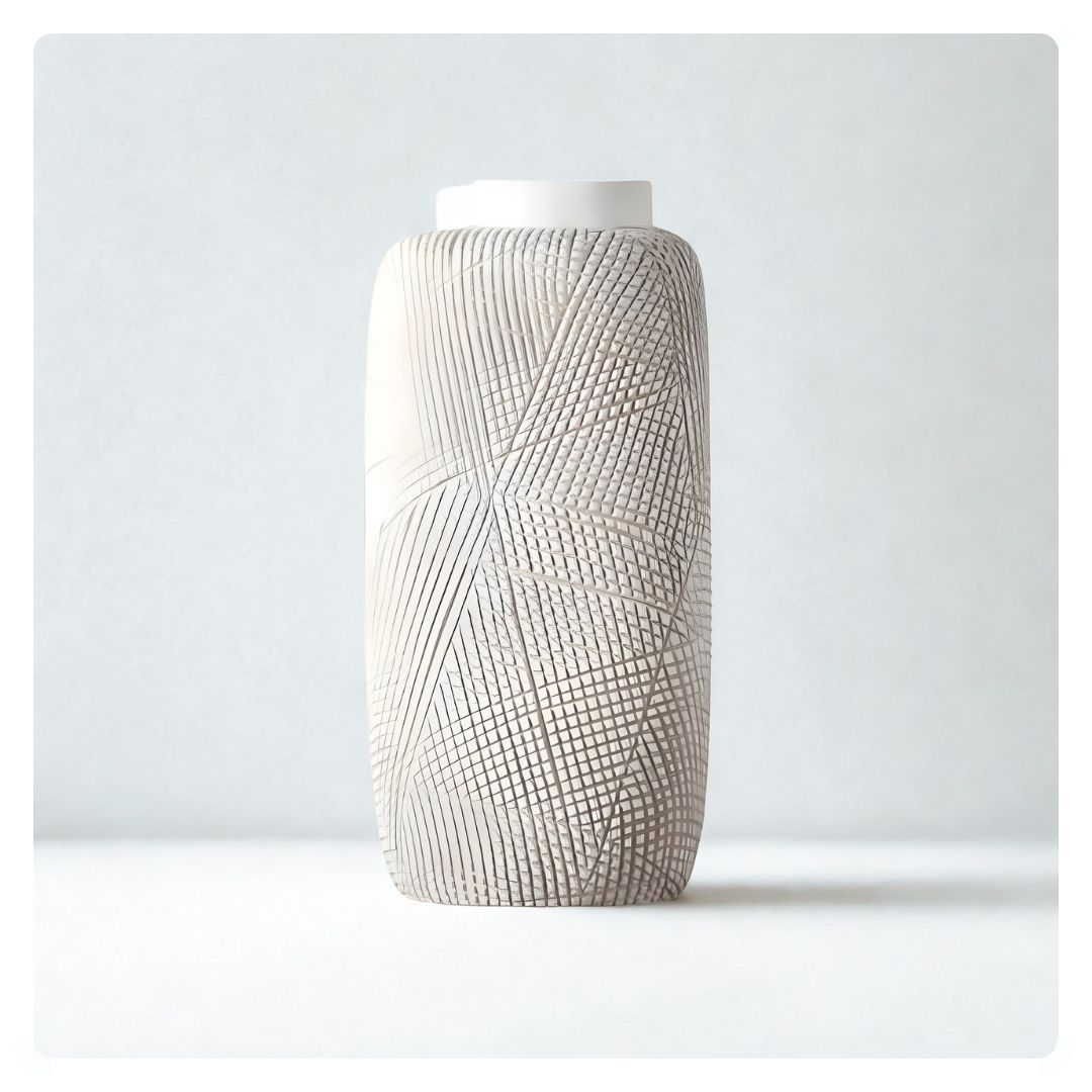 Large Abstract Cream Vase