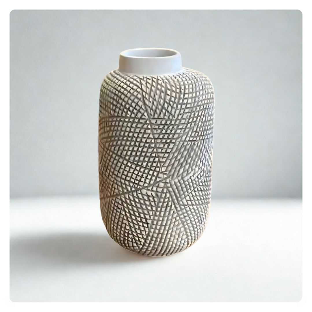 Small Abstract Cream Vase