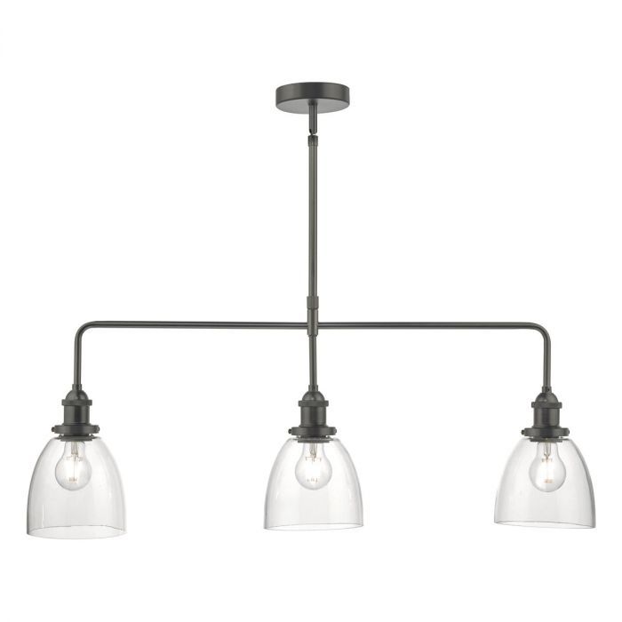 där Arvin 3lt Bar Pendant Antique Chrome & Glass