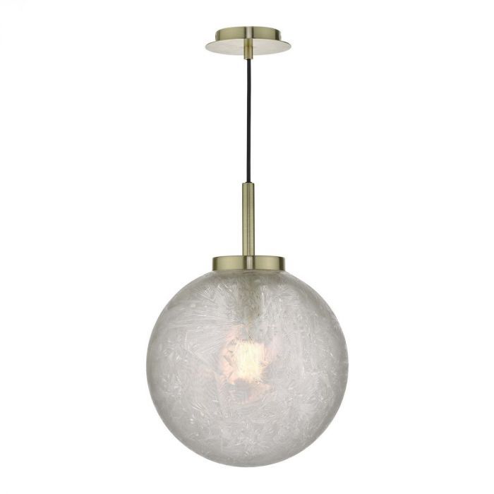 där Avari 1 Light Pendant Satin Brass And Clear Frosted Glass