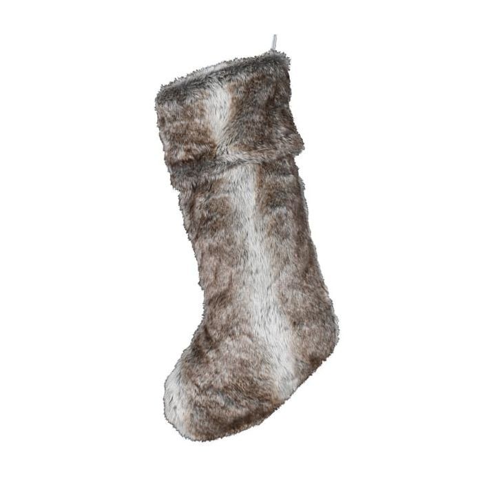 Oversized Brown Faux Fur Christmas Stocking