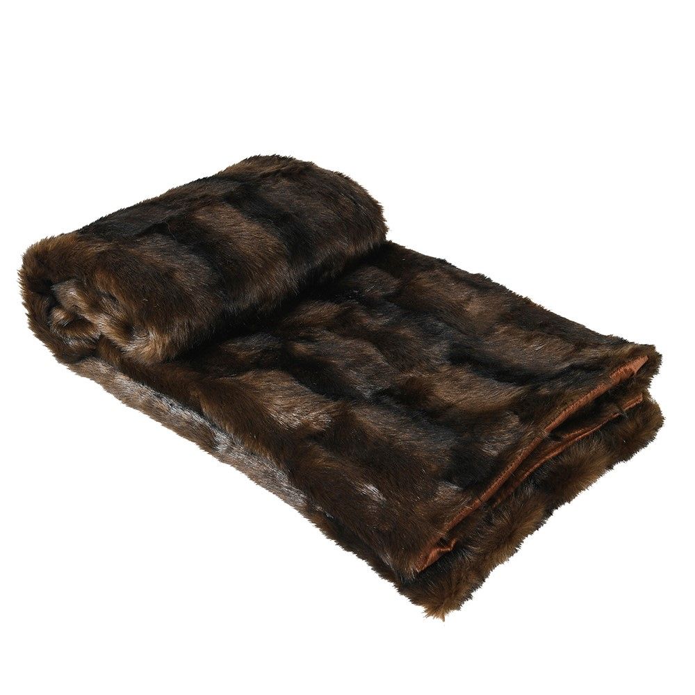 Stark Large Brown Faux Fur Throw