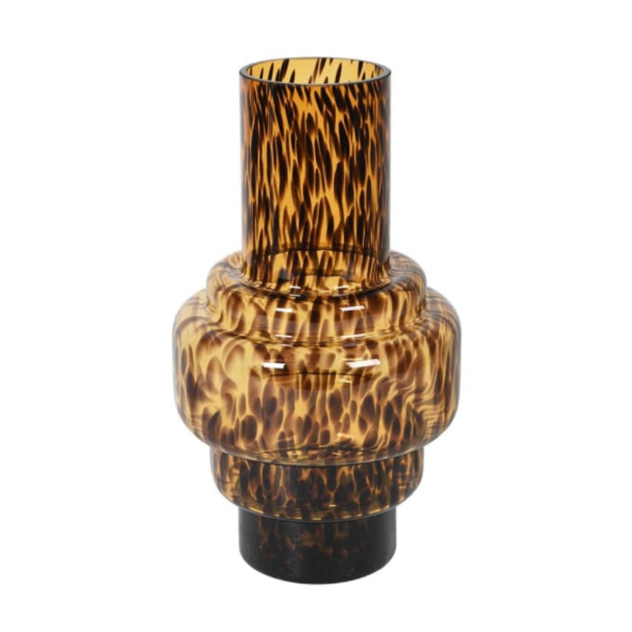 Amber & Black Stepped Glass Vase