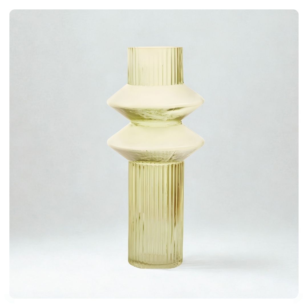 Benka Large Ribbed Glass Vase Smoked Grey 