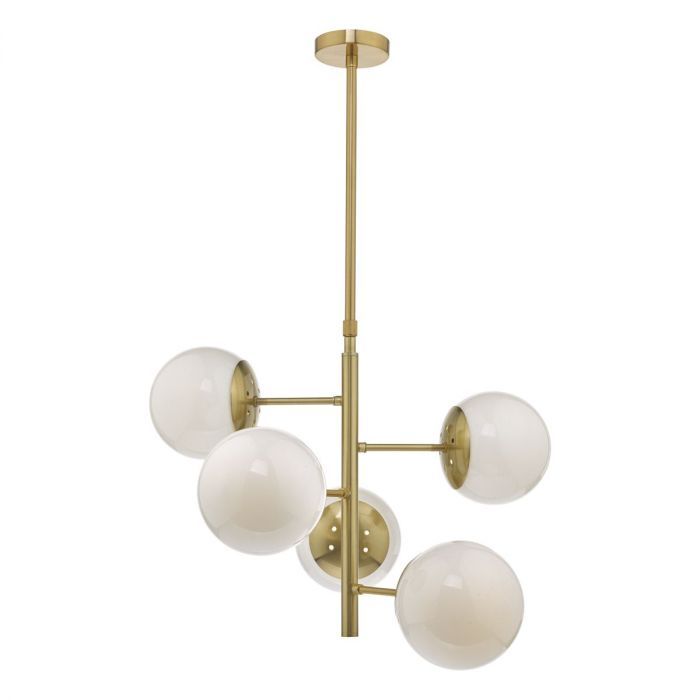 där Bombazine 5lt Pendant Natural Brass & Opal Glass