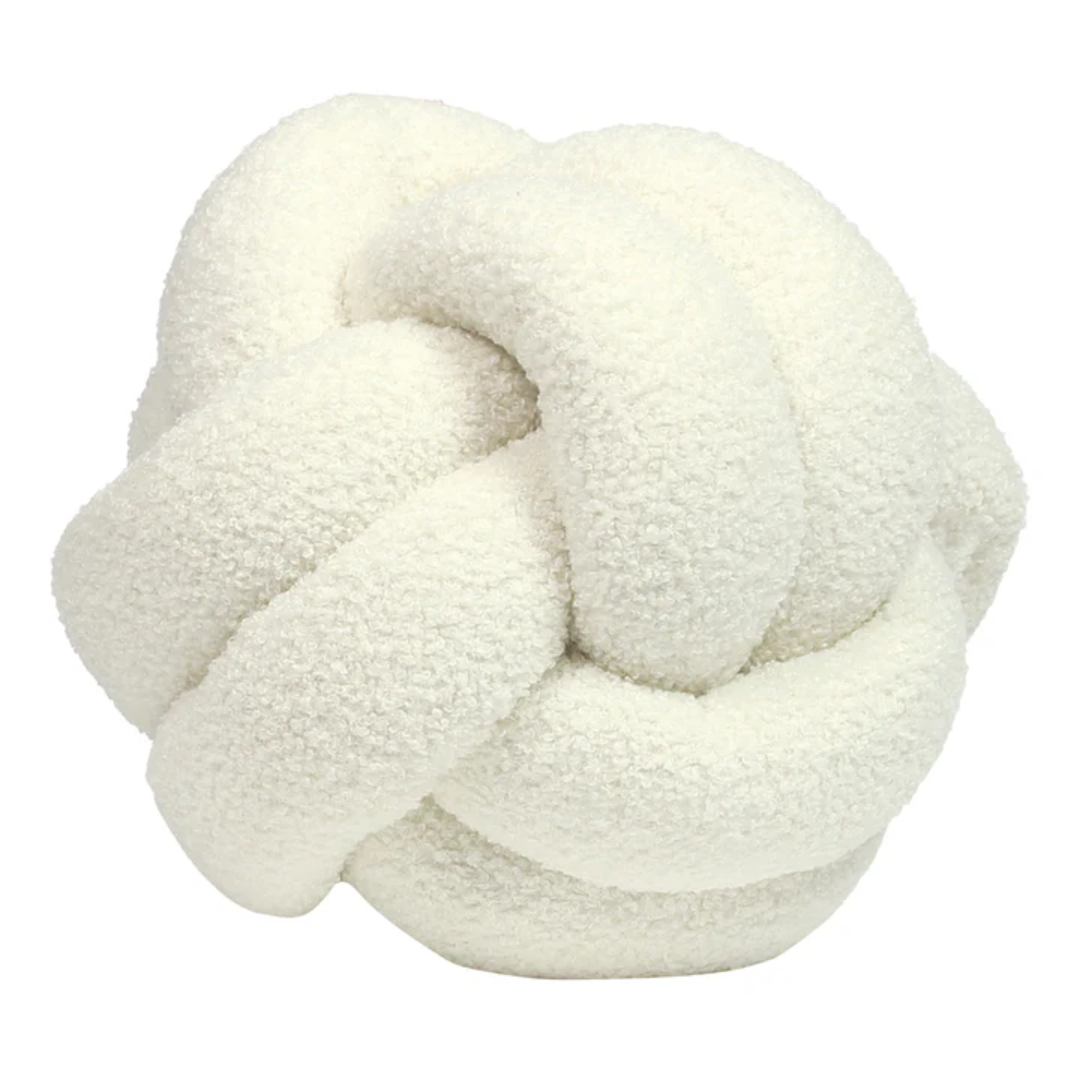 Boucle Knot Cushion in Ecru