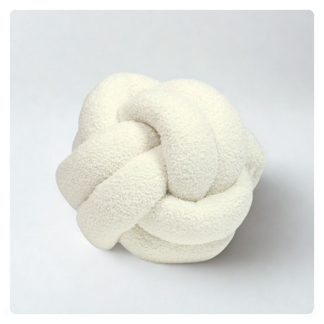 Boucle Knot Cushion in Ecru