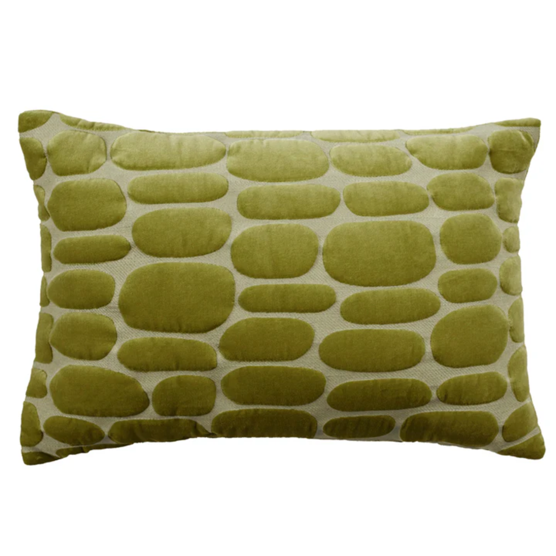 Boulder Embroidered Cushion 40 x 60cm in Olive