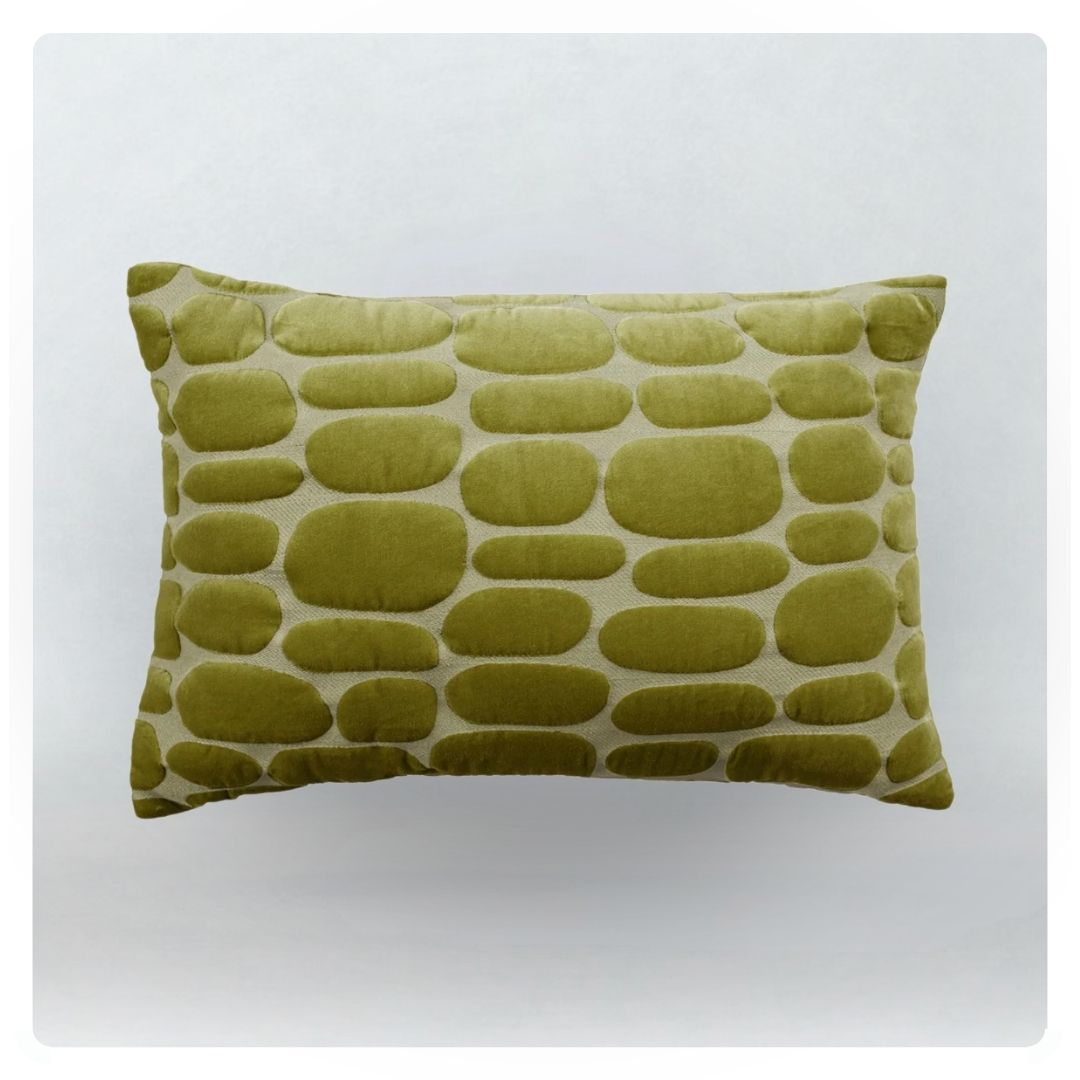 Boulder Embroidered Cushion 40 x 60cm in Olive