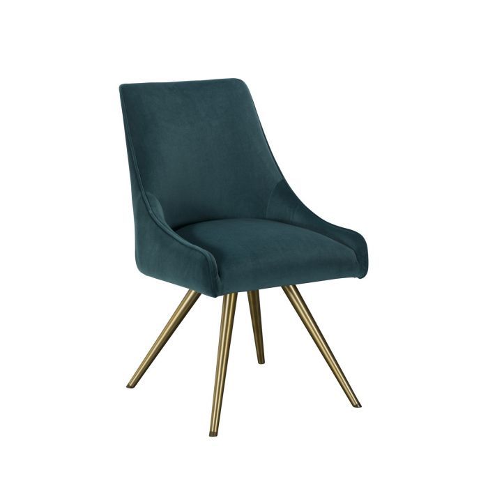 Ivy Teal Velvet Dining Chair Gold Legs