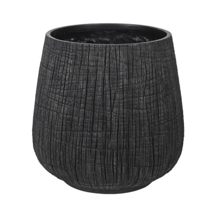 Tall Black Yakisugi Textural Pot