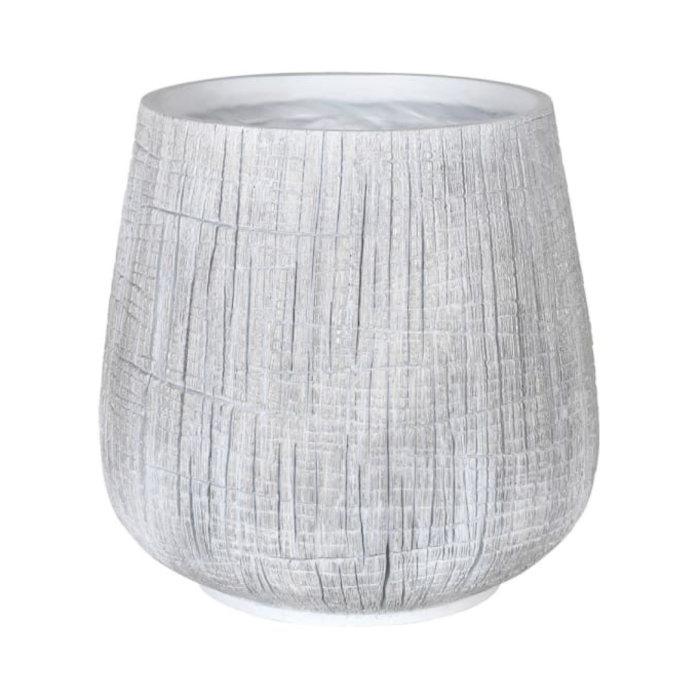 Tall White Yakisugi Textural Pot