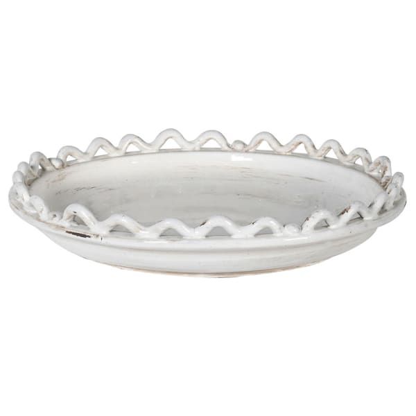 Shelby White Ceramic Wave and Bobble Decorative Bowl