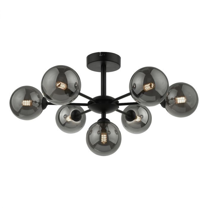 Dar Cohen 7 Light Semi Flush Smoked Glass