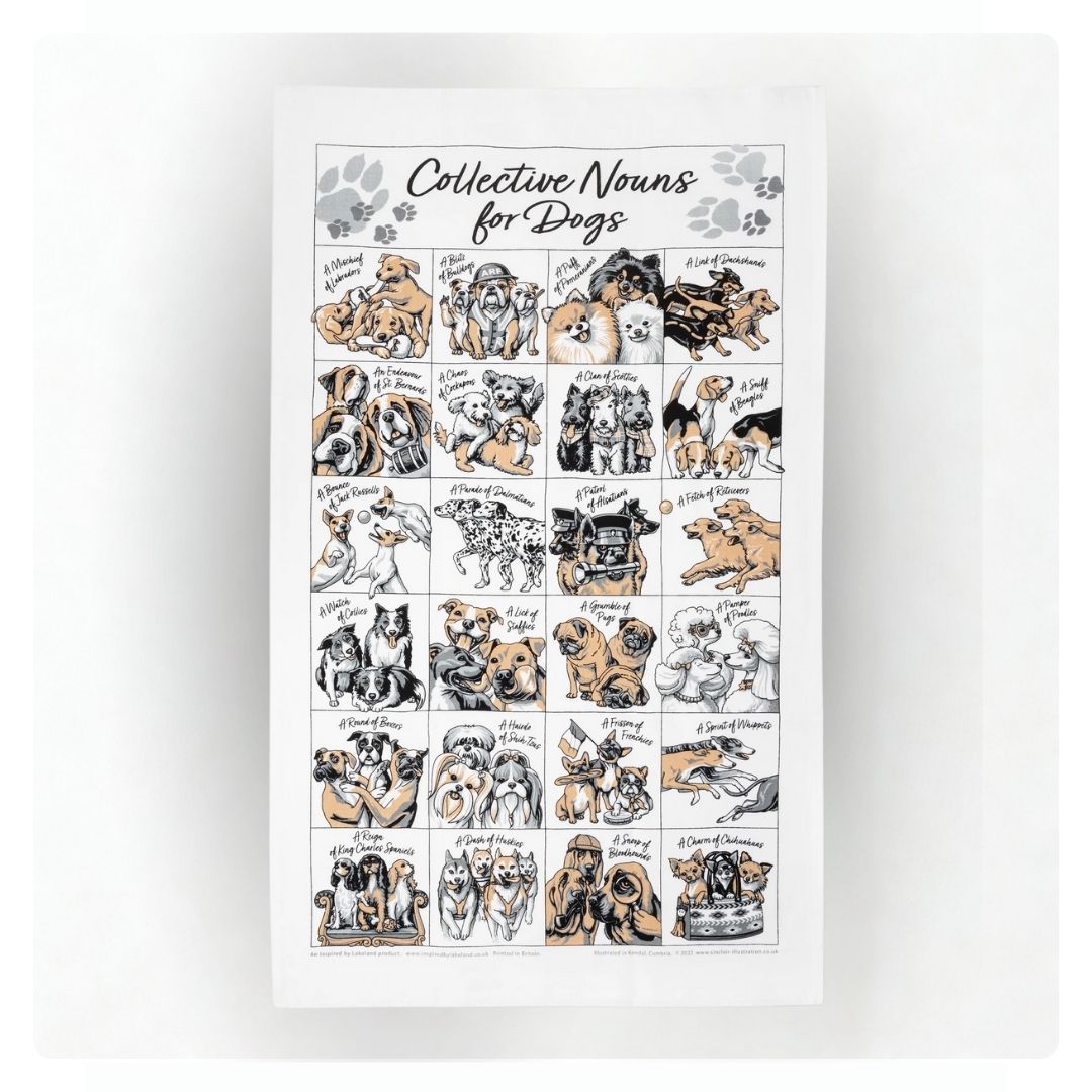 The Collective Nouns for Dogs Tea Towel