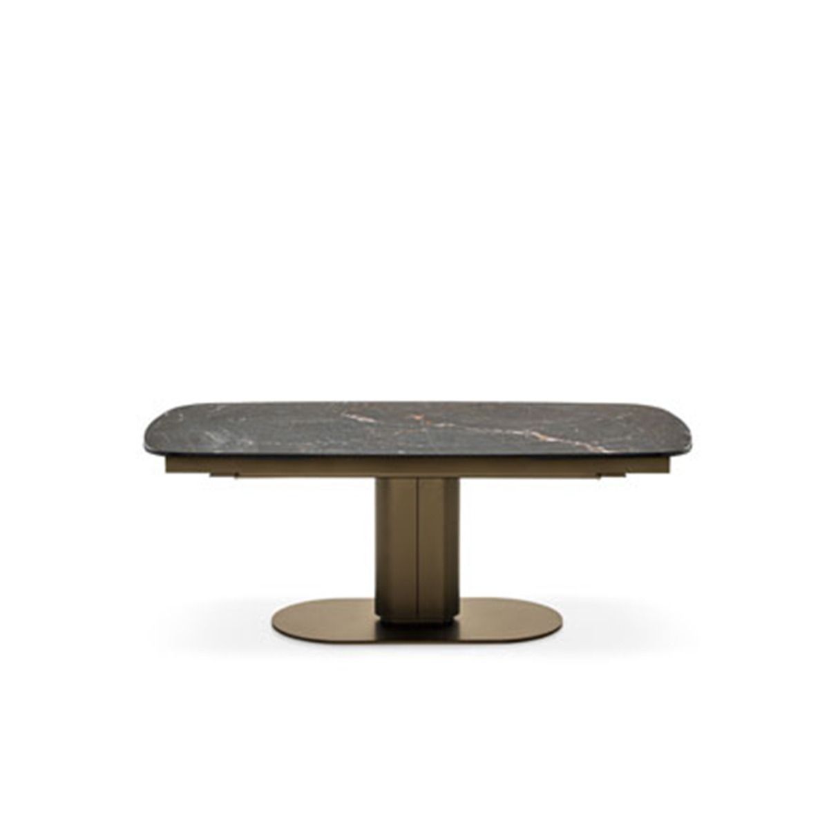 Cameo Extending Table in Matte Bronze & Black Marble Top