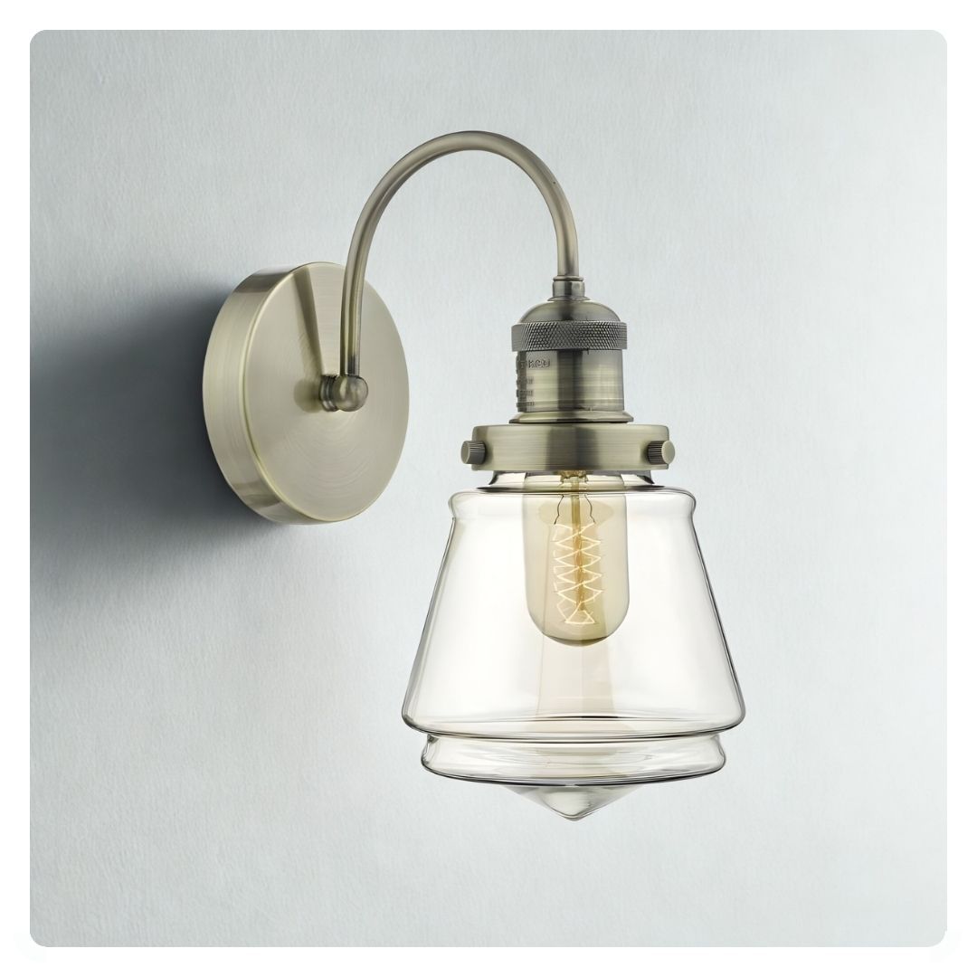 där Curtis Wall Light Champagne Glass & Antique Brass