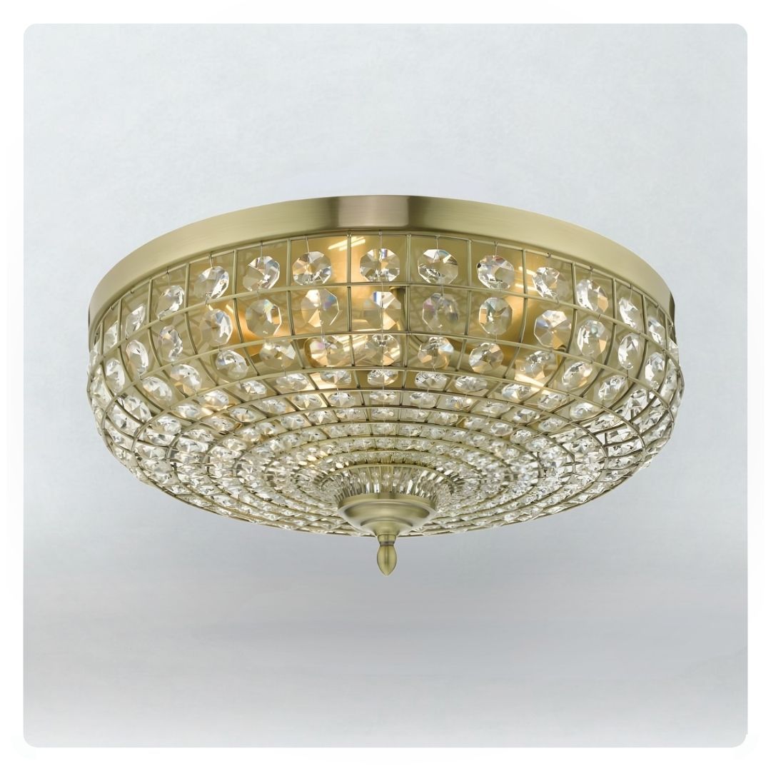 där Asmara 5lt Flush Antique Brass & Crystal