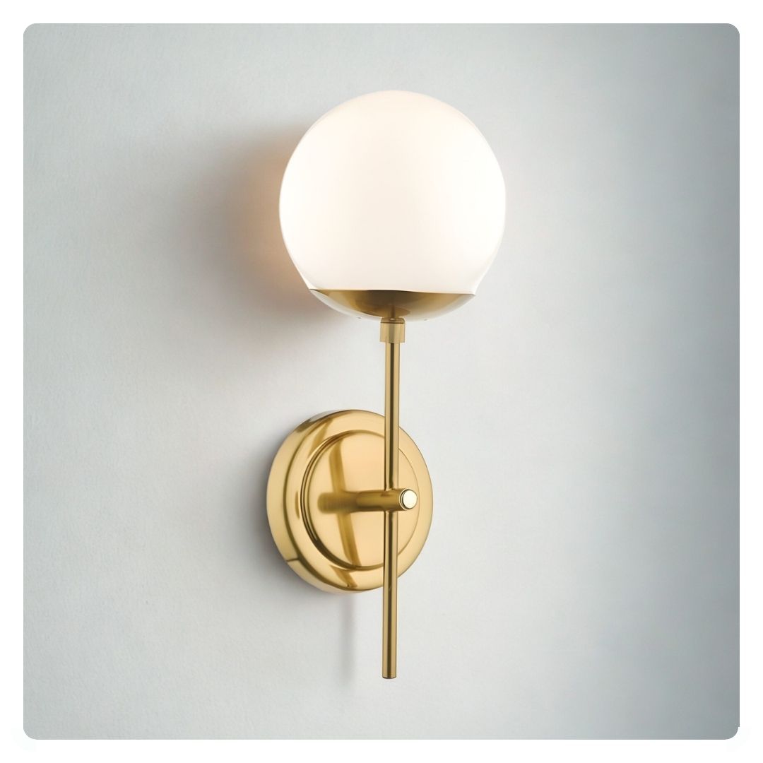 där Bombazine Wall Light Brass & Opal Glass