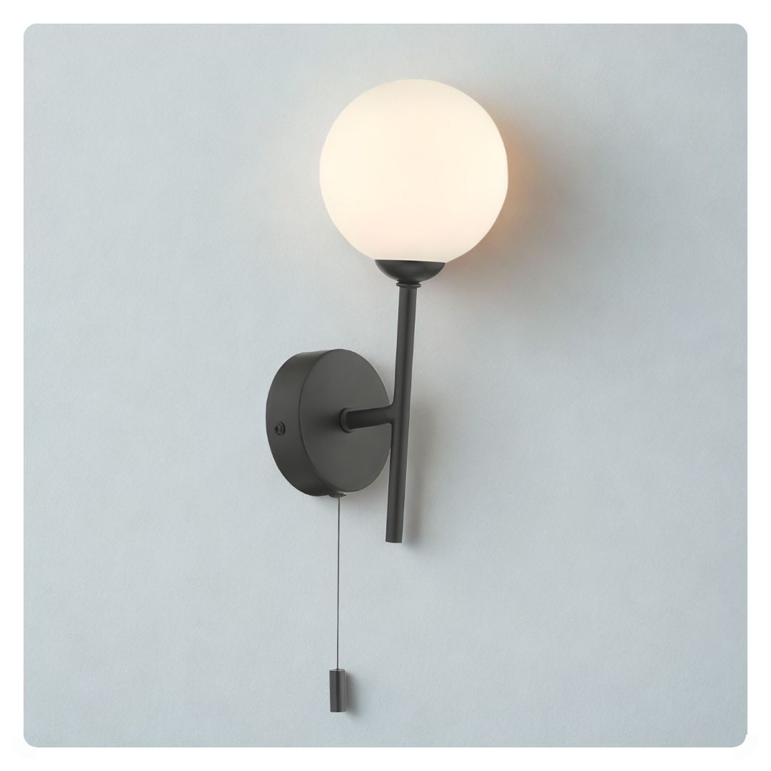 där Cohen Wall Light Matt Black & Opal Glass