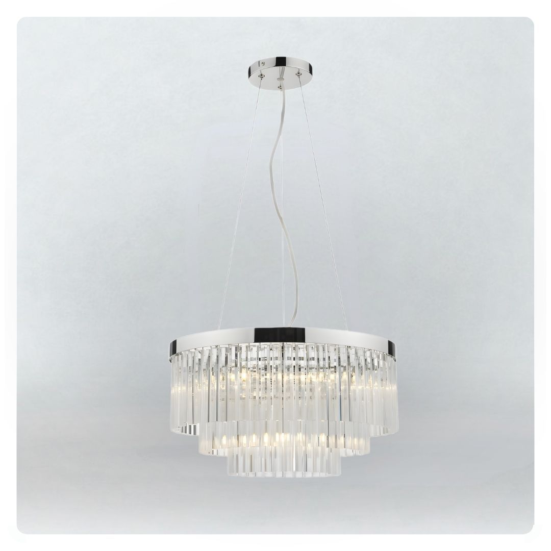 där Giovana 5 Light Pendant - Polished Chrome Clear Glass