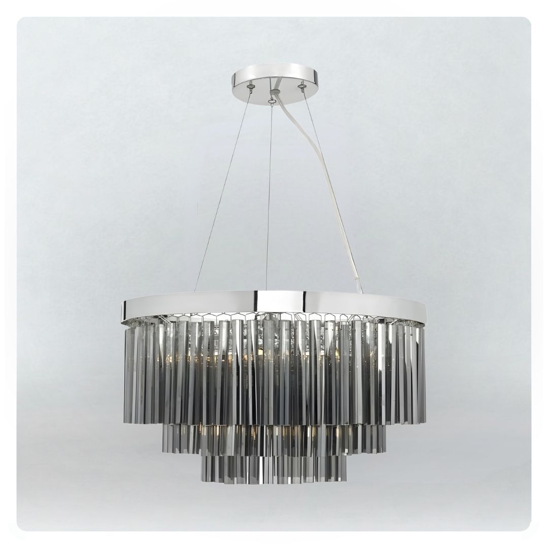 där Giovana 5lt Pendant - Polished Chrome & Smoked Glass