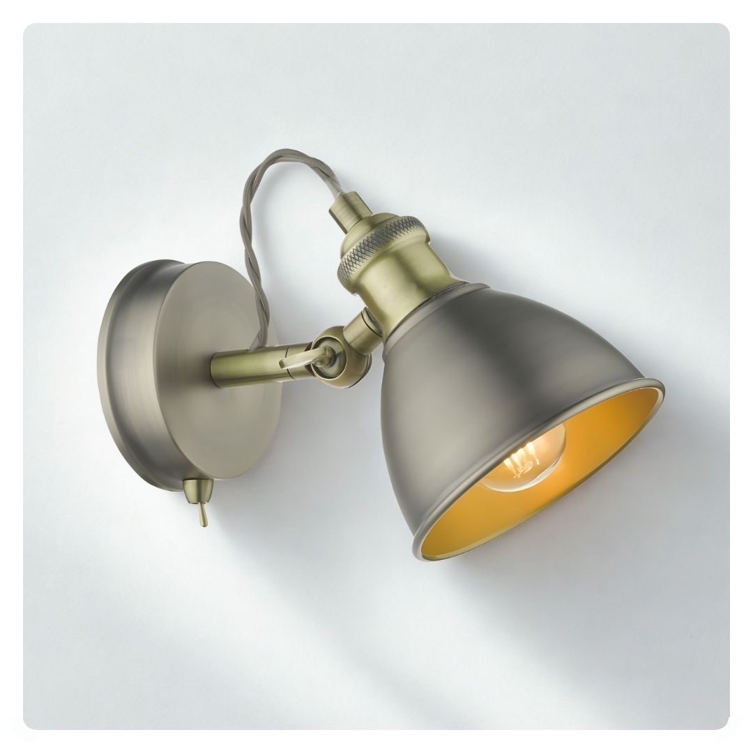 där Governor Single Spotlight Antique Brass & Antique Chrome