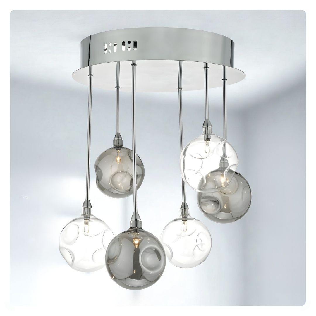 där Quinn 6lt Semi Flush Polished Chrome & Smoked Glass